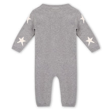 Load image into Gallery viewer, Star Jacquard Baby Sweater Knit Jumpsuit, Heather Grey