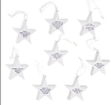Load image into Gallery viewer, Porcelain Star Quote Ornament - 8 Styles
