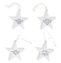 Load image into Gallery viewer, Porcelain Star Quote Ornament - 8 Styles
