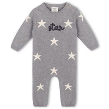 Load image into Gallery viewer, Star Jacquard Baby Sweater Knit Jumpsuit, Heather Grey

