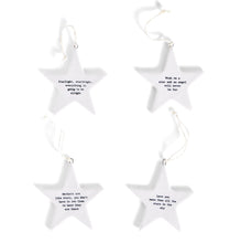 Load image into Gallery viewer, Porcelain Star Quote Ornament - 8 Styles
