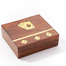 Load image into Gallery viewer, Wood Game Night Box (5 Dice, Playing Cards)
