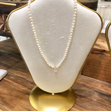 Load image into Gallery viewer, Cristina V Little Ladies Pearl Necklace with Gemstone Drop (Aquamarine, Rose Quartz)
