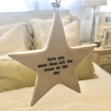 Load image into Gallery viewer, Porcelain Star Quote Ornament - 8 Styles

