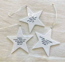 Load image into Gallery viewer, Porcelain Star Quote Ornament - 8 Styles
