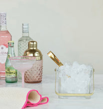 Load image into Gallery viewer, Textured Glass Ice Bucket + Tongs
