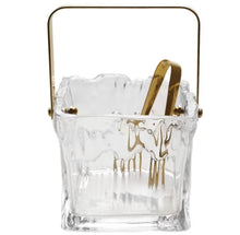 Load image into Gallery viewer, Textured Glass Ice Bucket + Tongs
