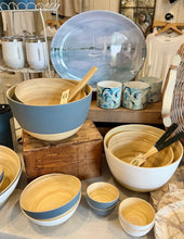 Load image into Gallery viewer, Bamboo Large Serving Bowl (White, Blue)
