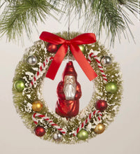 Load image into Gallery viewer, Santa Wreath Ornament (Red/Green, Gold/White)
