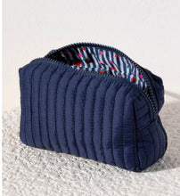 Load image into Gallery viewer, Quilted Nylon Cosmetic Pouch (Tan, Black, Navy)
