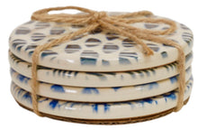 Load image into Gallery viewer, Blue &amp; White Stoneware Coasters, Set of 4

