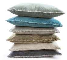Load image into Gallery viewer, Velvet Pillow with Pom Pom Trim (Moss, Pine)
