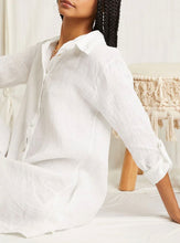 Load image into Gallery viewer, Abril Linen Tunic (White, Beige)
