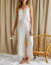 Load image into Gallery viewer, Lace Bamboo Cami + Cropped Trouser Pajama Set
