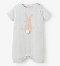 Load image into Gallery viewer, Pale Blue Bunny Knit Shortall Romper
