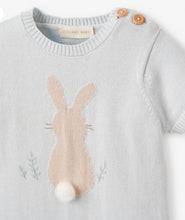 Load image into Gallery viewer, Pale Blue Bunny Knit Shortall Romper
