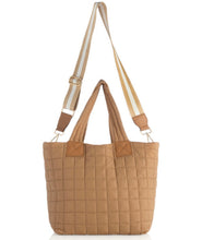 Load image into Gallery viewer, Quilted Nylon Tote (Tan, Black)
