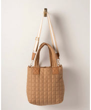 Load image into Gallery viewer, Quilted Nylon Tote (Tan, Black)
