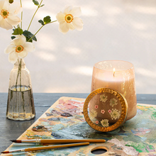 Load image into Gallery viewer, Rose + Oud Tall Pressed Floral Candle
