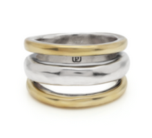 Load image into Gallery viewer, Waxing Poetic Riff Ring, Sterling Silver and Brass
