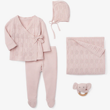 Load image into Gallery viewer, Elegant Baby Take Me Home Layette Set + Blanket (Pink or Blue)
