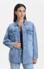 Load image into Gallery viewer, Oversized Denim Shirt Jacket, Light Denim Wash
