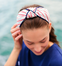 Load image into Gallery viewer, Knotted Headbands (Navy, Red/White Stripe)

