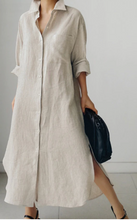 Load image into Gallery viewer, Linen Shirt Dress (Black, Cocoa, White)
