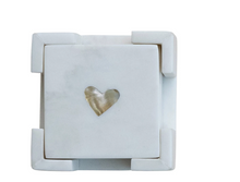 Load image into Gallery viewer, Marble Coasters Set with Mother of Pearl Heart
