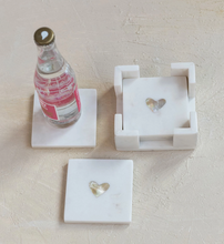 Load image into Gallery viewer, Marble Coasters Set with Mother of Pearl Heart
