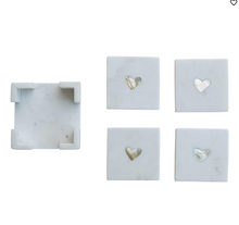Load image into Gallery viewer, Marble Coasters Set with Mother of Pearl Heart
