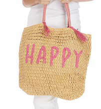 Load image into Gallery viewer, Embroidered Raffia Tote (Happy, C'est La Vie, Ciao)

