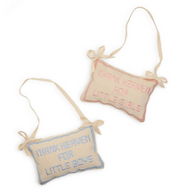 Load image into Gallery viewer, Thank Heaven Baby Embroidered Door Hanger (Pink, Blue)
