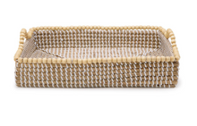 Load image into Gallery viewer, Natural Seagrass Serving Tray with Wooden Bead Accents, 3 Sizes
