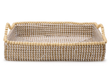 Load image into Gallery viewer, Natural Seagrass Serving Tray with Wooden Bead Accents, 3 Sizes
