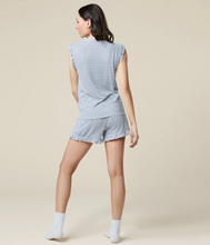 Load image into Gallery viewer, Dream Ruffle Top + Short Set, Indigo/White
