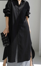 Load image into Gallery viewer, Linen Shirt Dress (Black, Cocoa, White)
