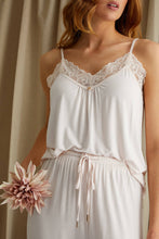 Load image into Gallery viewer, Lace Bamboo Cami + Cropped Trouser Pajama Set
