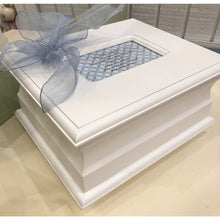 Load image into Gallery viewer, Baby Wooden Keepsake Box (Pink, Blue, or Grey Bow)
