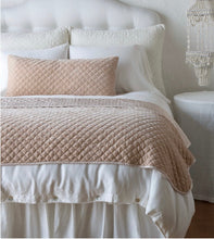 Load image into Gallery viewer, IN STOCK Bella Notte Linens Silk Velvet Quilted Throw Blanket (Pearl, Midnight, White)
