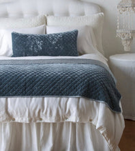 Load image into Gallery viewer, IN STOCK Bella Notte Linens Silk Velvet Quilted Throw Blanket (Pearl, Midnight, White)
