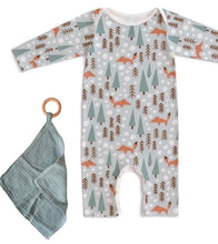 Load image into Gallery viewer, Organic Cotton Long Sleeve Romper - Blue Foxes

