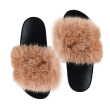 Load image into Gallery viewer, Camel Faux Fur Slides (Size 10)
