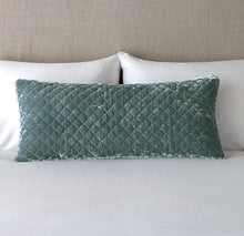 Load image into Gallery viewer, Bella Notte Linens Silk Velvet Quilted Lumbar Throw Pillow, 16" x 36"

